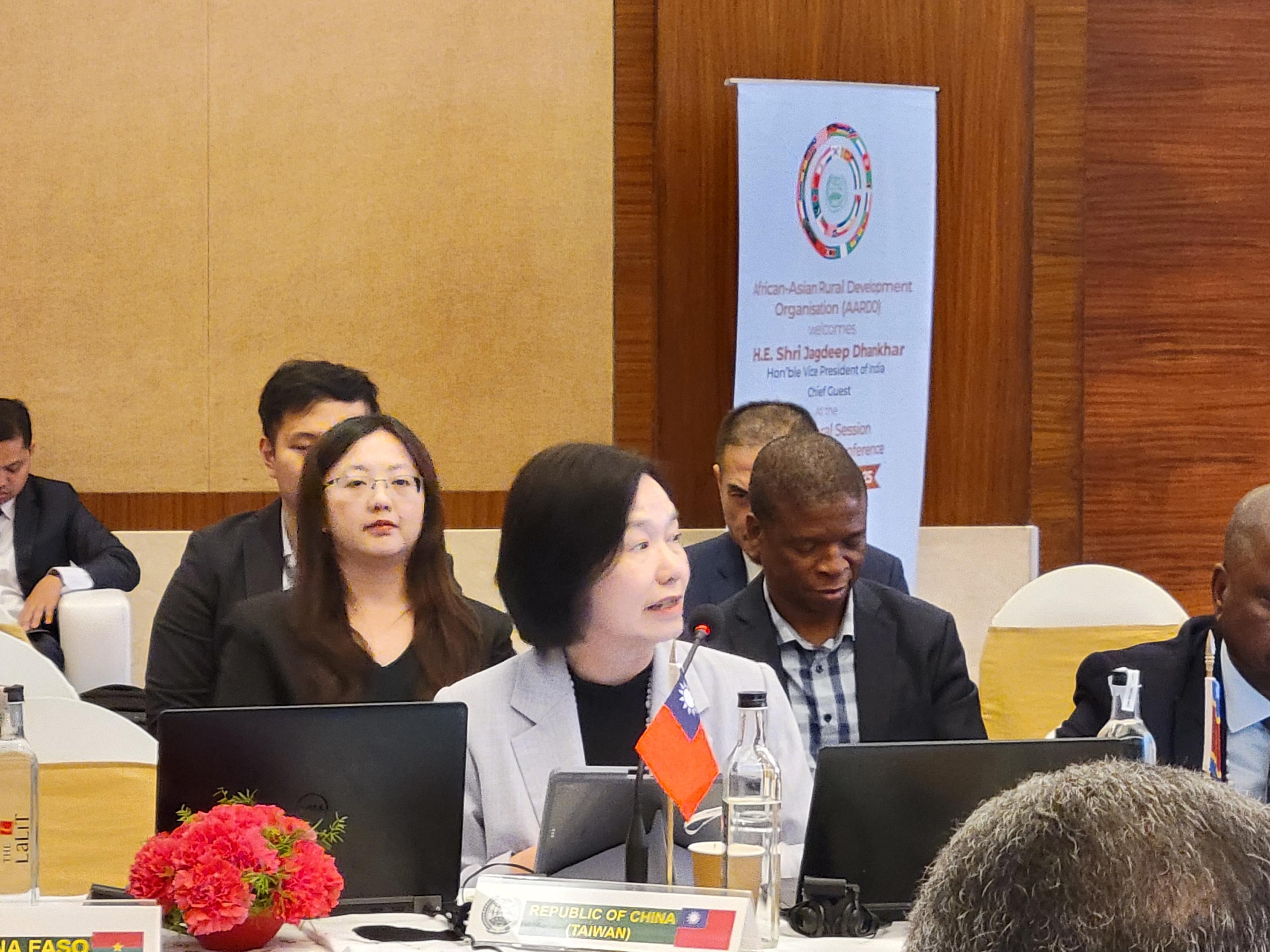 In her remarks at the General Session of the AARDO Conference, Ministry of Agriculture Deputy Minister Tu Wen-jane emphasized Taiwan’s active participation in the organization’s activities.