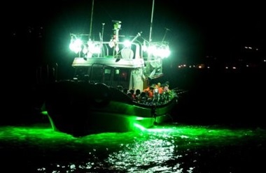 Summer night saltwater fishing. 